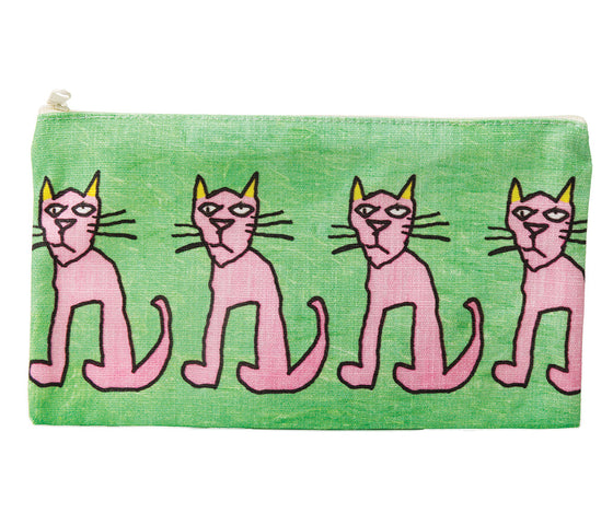Louise Pink Cats cotton zip bag