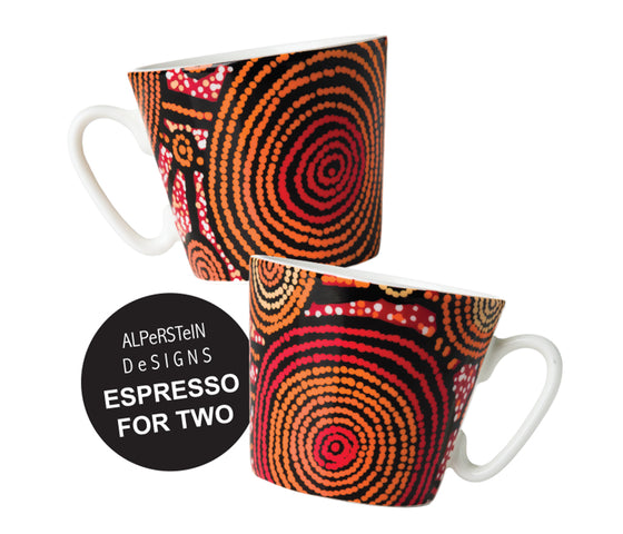 Eddy Gibson Aboriginal Art Espresso cup Gift Set for two