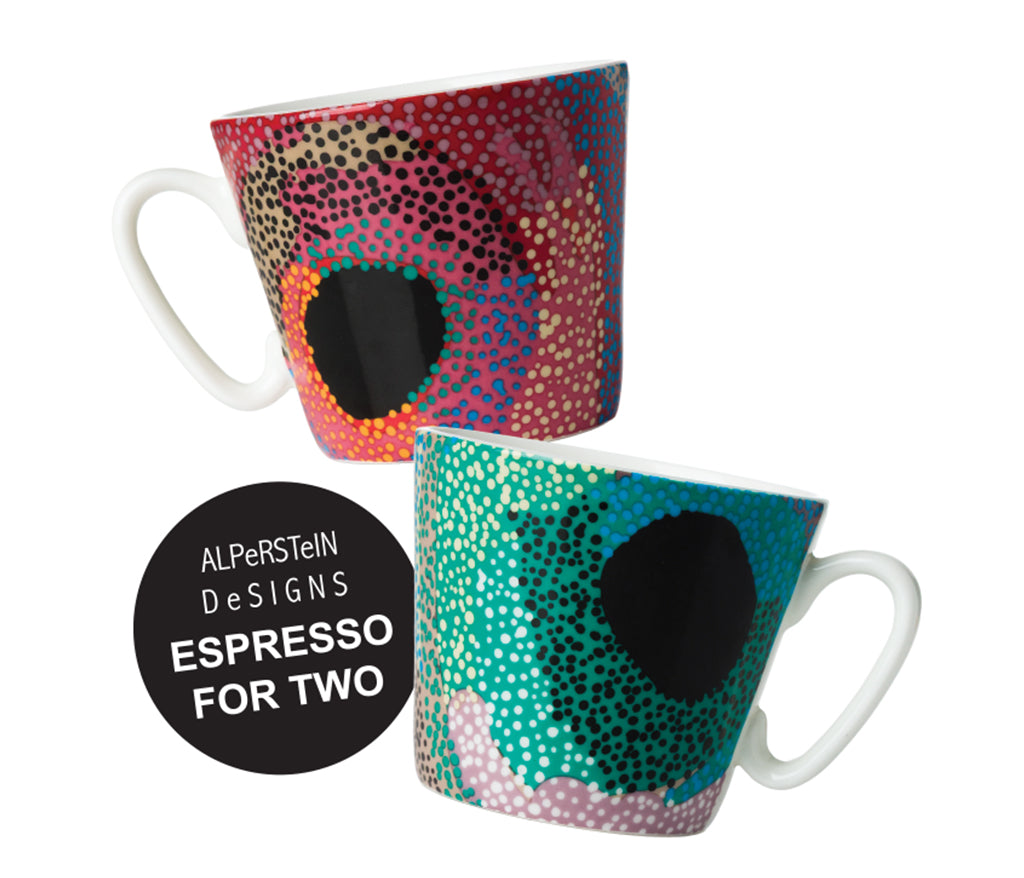 Marianne Burton Aboriginal Art Espresso Set for two