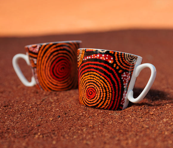Eddy Gibson Aboriginal Art Espresso cup Gift Set for two