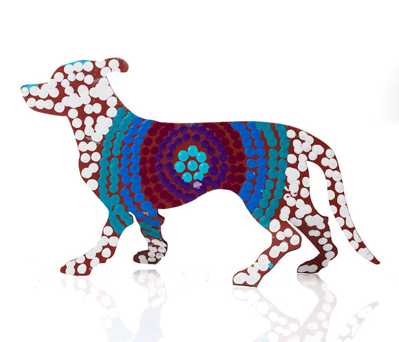 Warlukurlangu Hand-Painted Metal Dog No. 26-06
