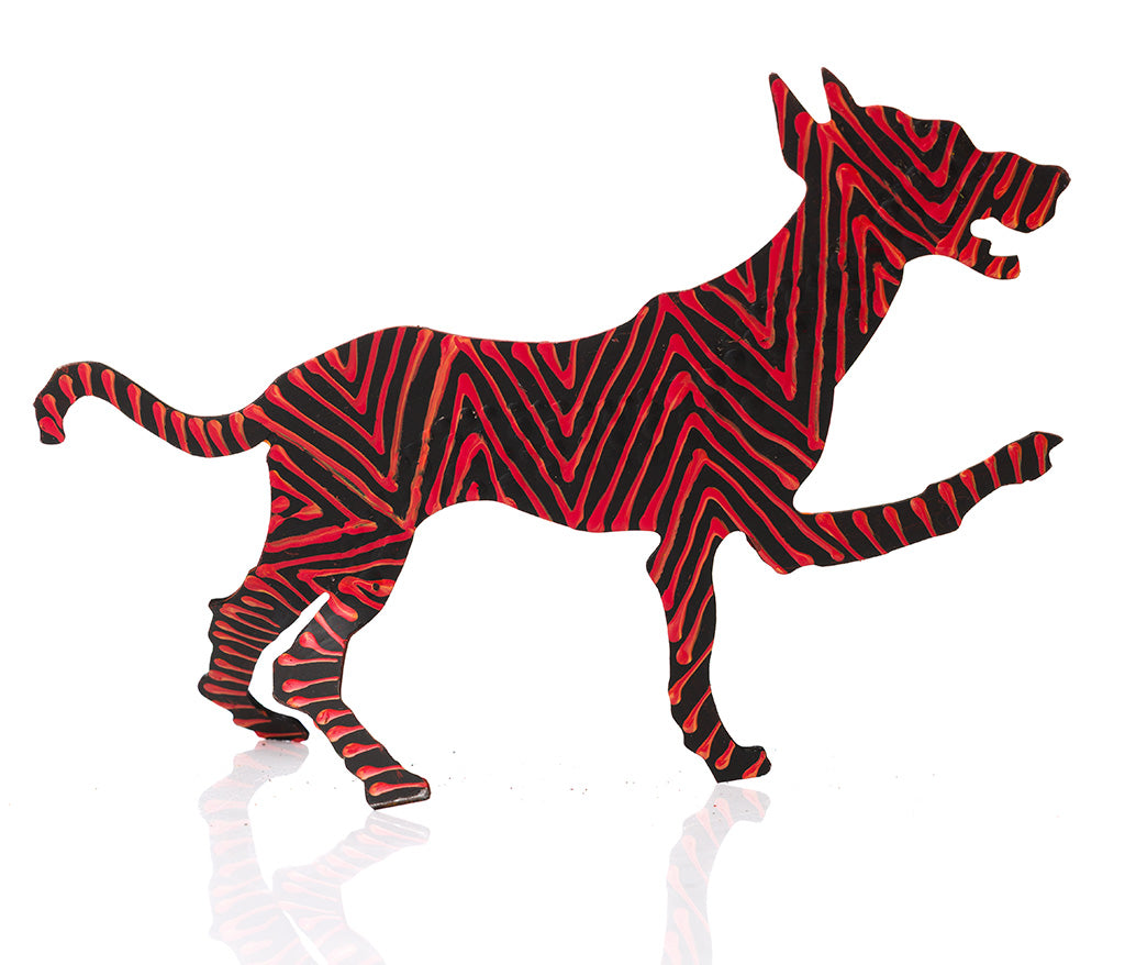 Warlukurlangu Hand-Painted Metal Dog No. 26-26