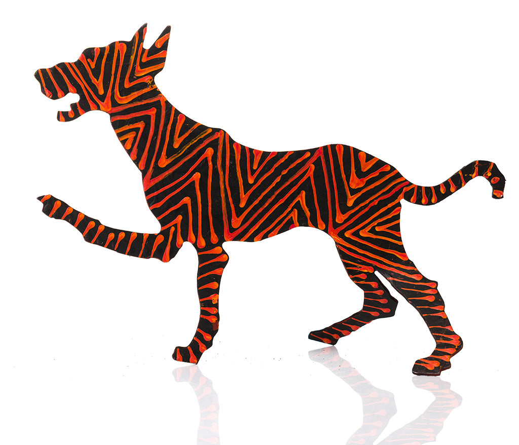 Warlukurlangu Hand-Painted Metal Dog No. 26-26