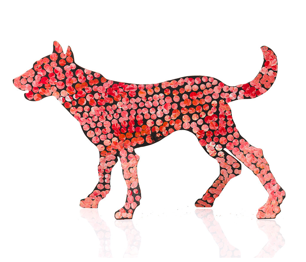 Warlukurlangu Hand-Painted Metal Dog No. 26-18