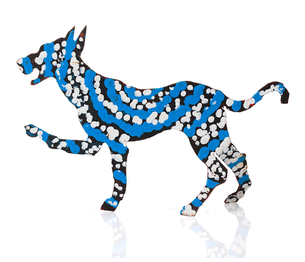 Warlukurlangu Hand-Painted Metal Dog No. 26-10