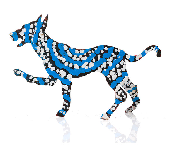 Warlukurlangu Hand-Painted Metal Dog No. 26-10