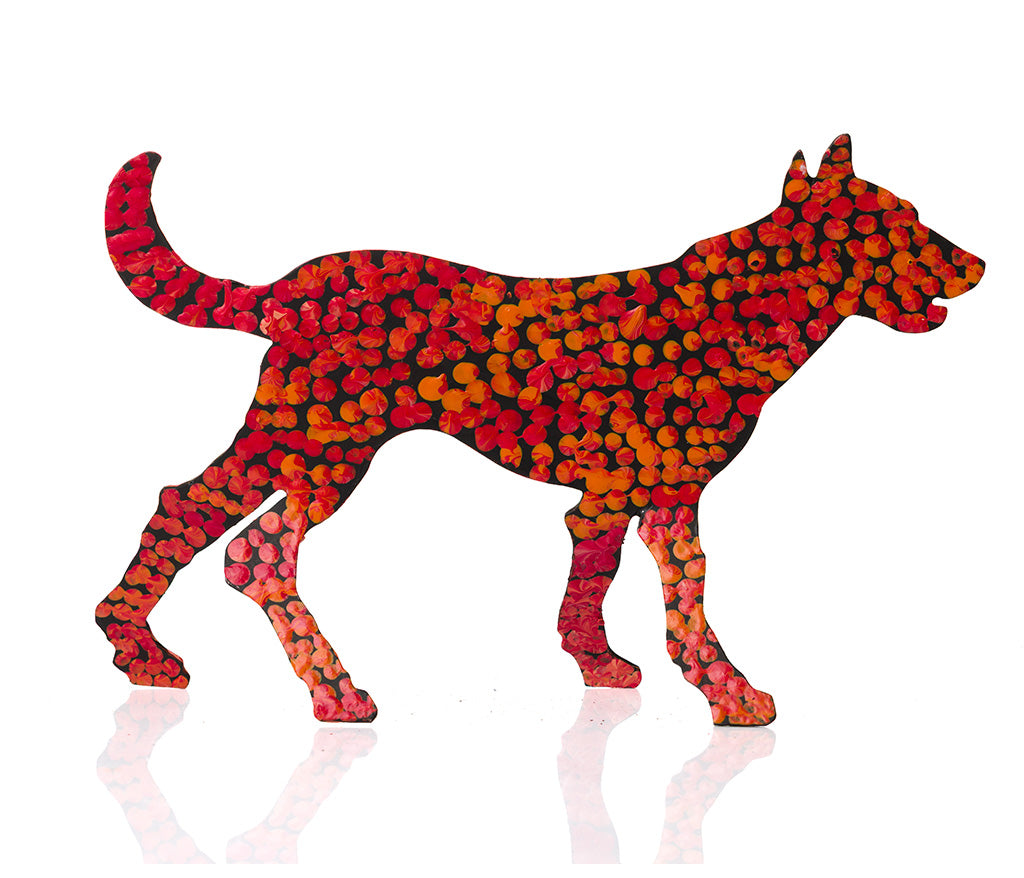 Warlukurlangu Hand-Painted Metal Dog No. 26-18