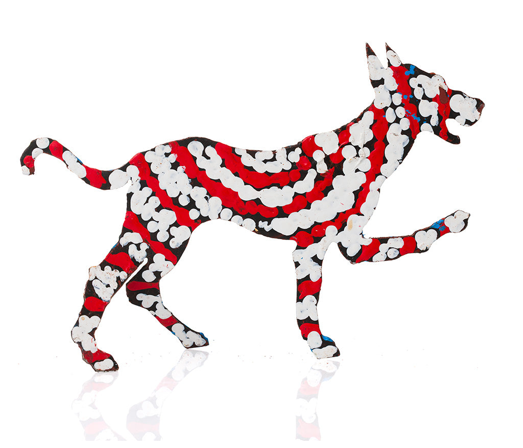 Warlukurlangu Hand-Painted Metal Dog No. 26-10
