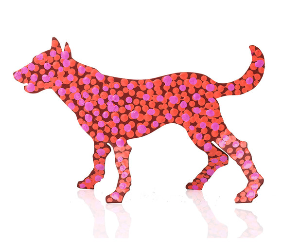 Warlukurlangu Hand-Painted Metal Dog No. 26-39