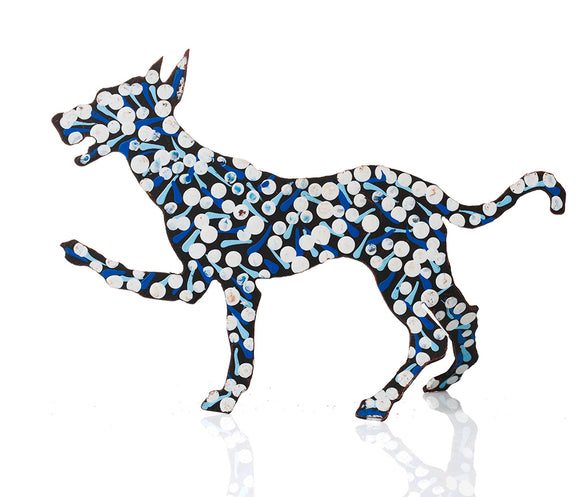 Warlukurlangu Hand-Painted Metal Dog No. 26-17