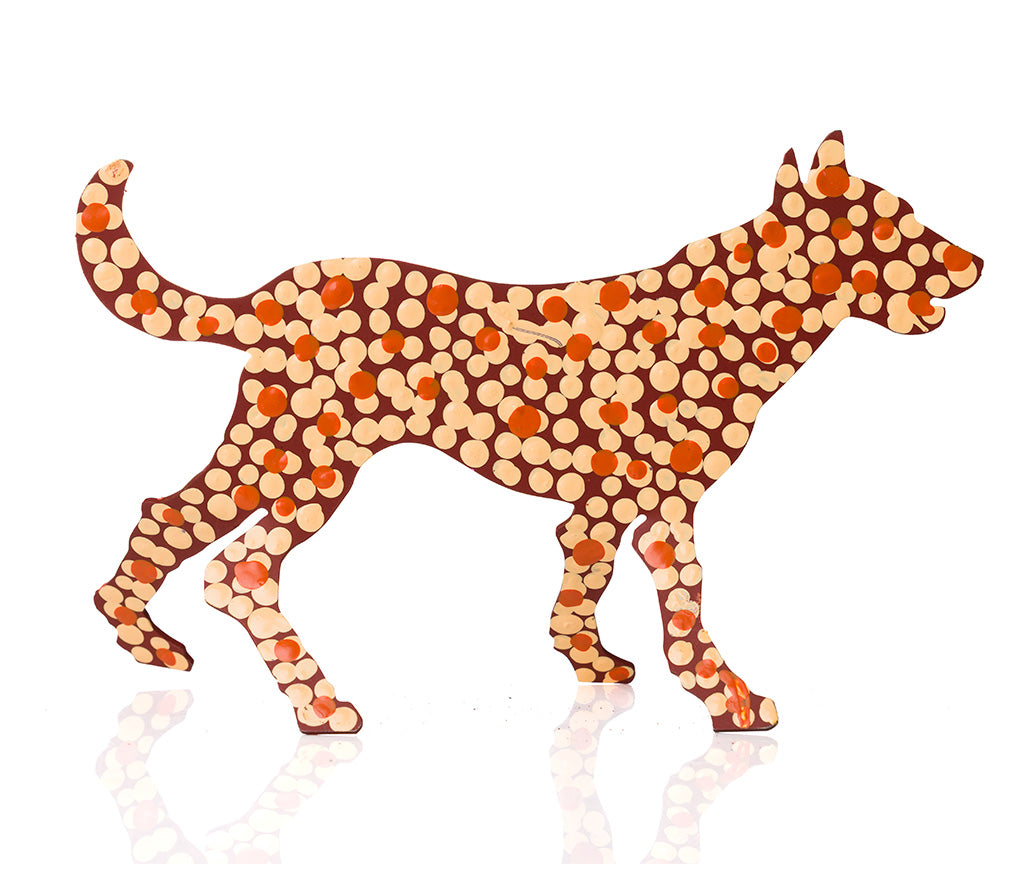 Warlukurlangu Hand-Painted Metal Dog No. 26-39