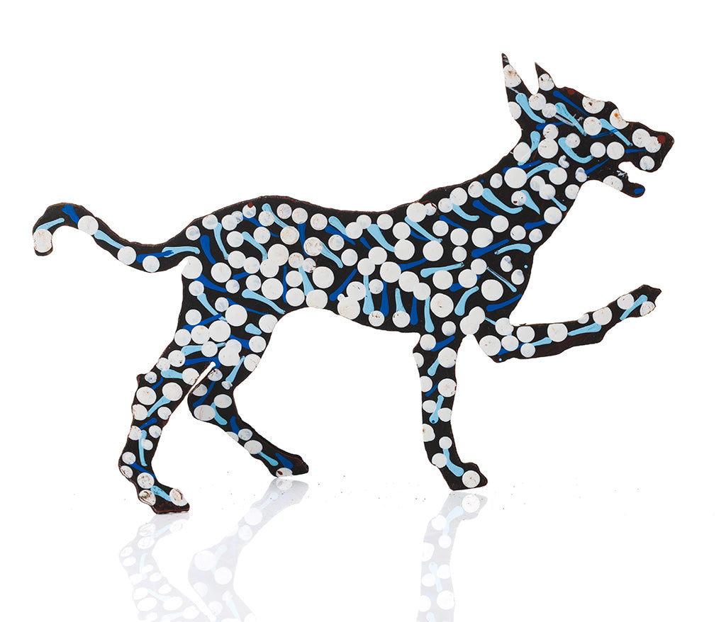 Warlukurlangu Hand-Painted Metal Dog No. 26-17