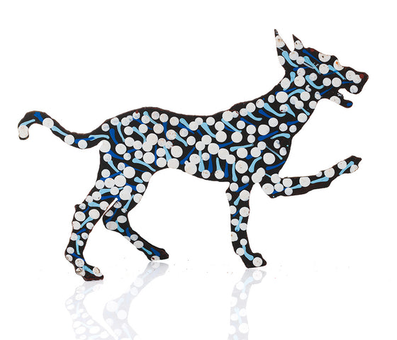 Warlukurlangu Hand-Painted Metal Dog No. 26-17