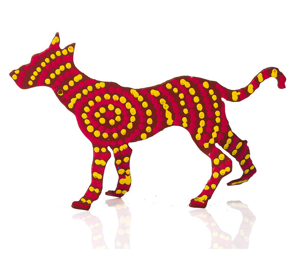 Warlukurlangu Hand-Painted Metal Dog No. 26-40