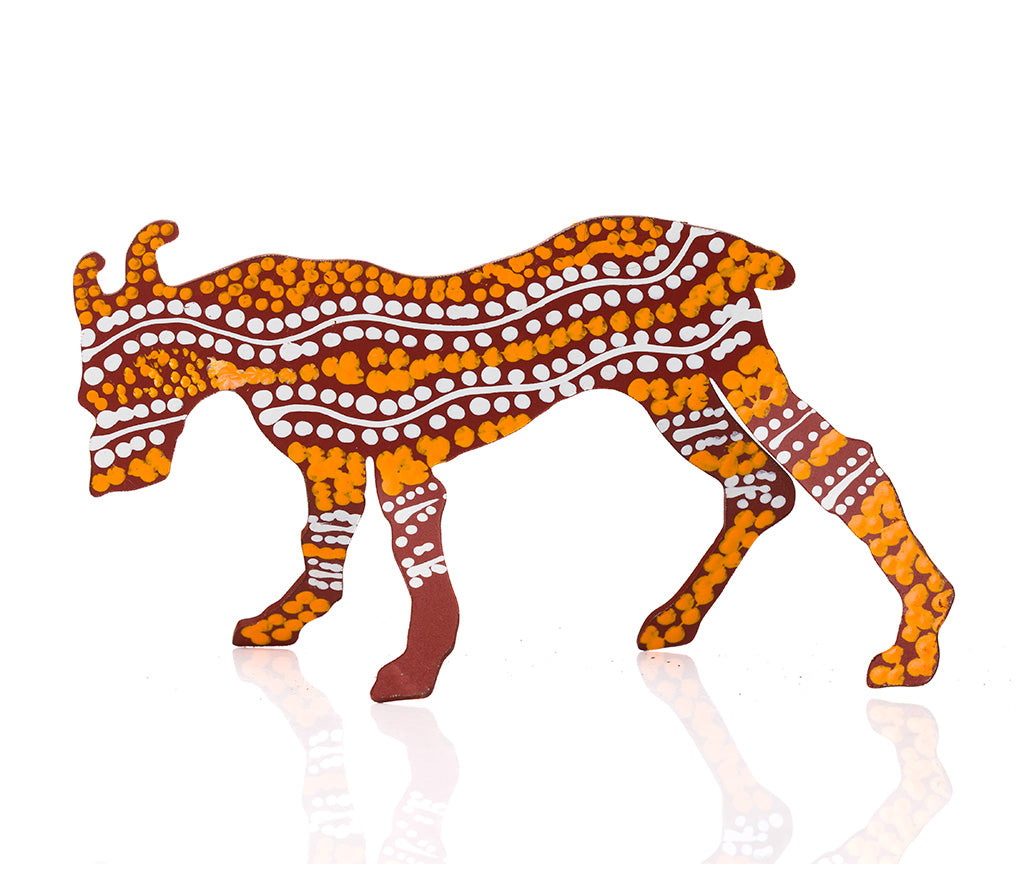 Warlukurlangu Hand-Painted Metal Dog No. 26-22