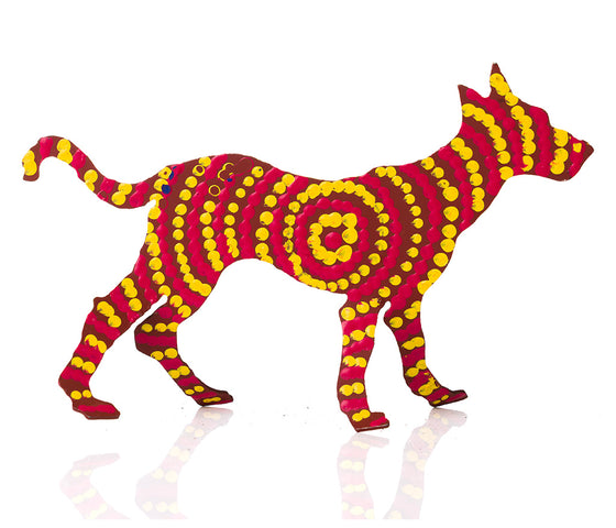 Warlukurlangu Hand-Painted Metal Dog No. 26-40