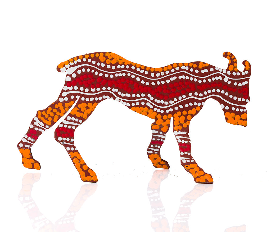 Warlukurlangu Hand-Painted Metal Dog No. 26-22