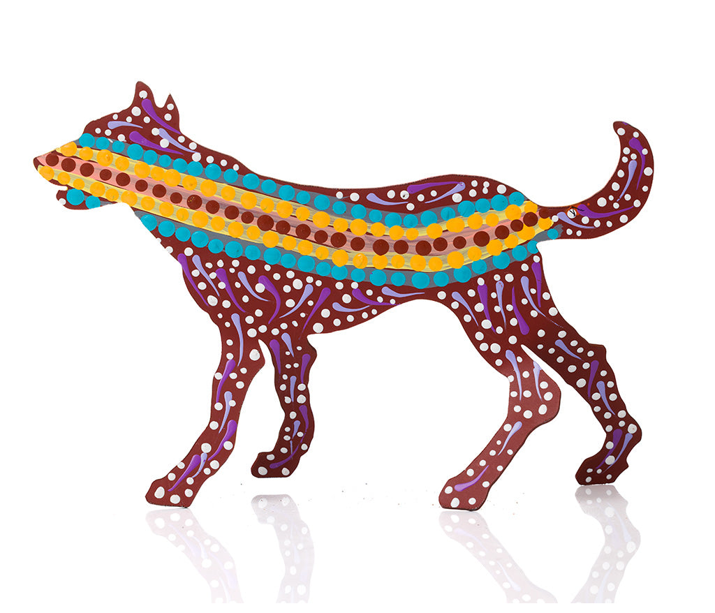 Warlukurlangu Hand-Painted Metal Dog No. 26-38