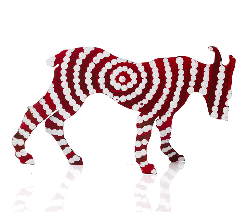 Warlukurlangu Hand-Painted Metal Dog No. 26-42