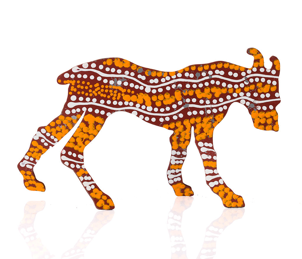 Warlukurlangu Hand-Painted Metal Dog No. 26-02