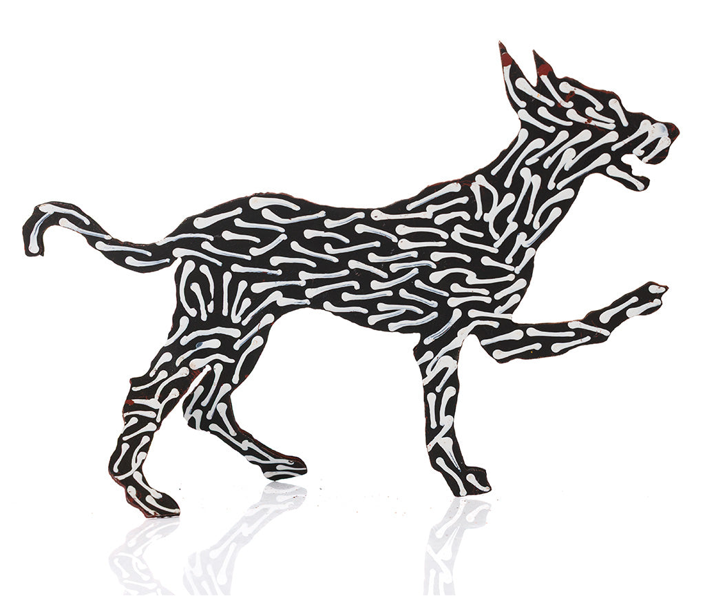 Warlukurlangu Hand-Painted Metal Dog No. 26-27