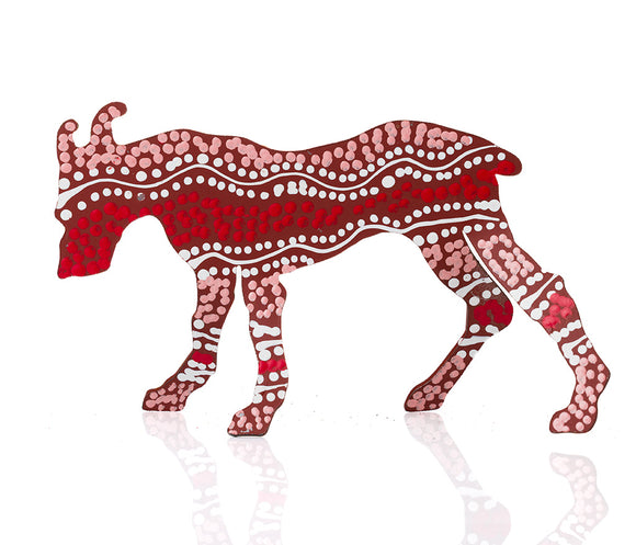 Warlukurlangu Hand-Painted Metal Dog No. 26-02