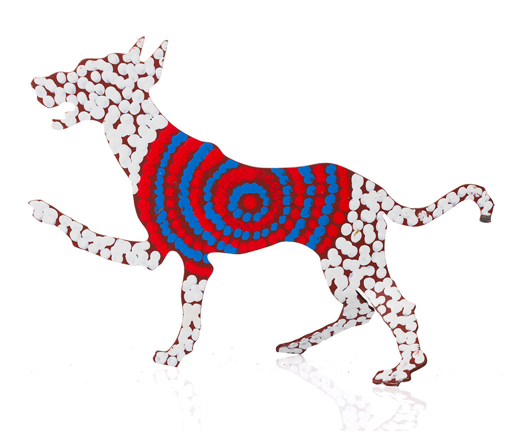 Warlukurlangu Hand-Painted Metal Dog No. 26-13