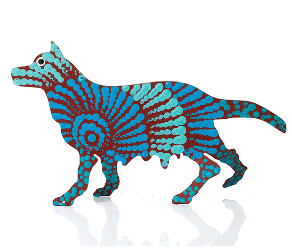 Warlukurlangu Hand-Painted Metal Dog No. 26-09