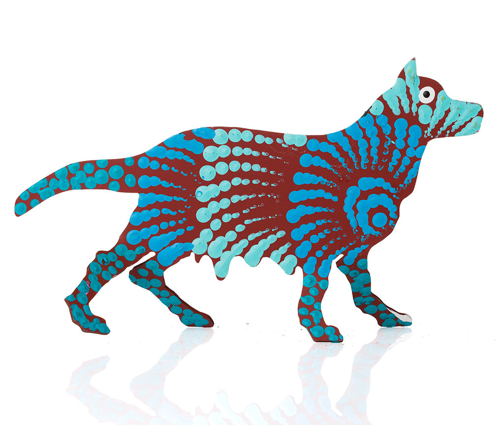 Warlukurlangu Hand-Painted Metal Dog No. 26-09