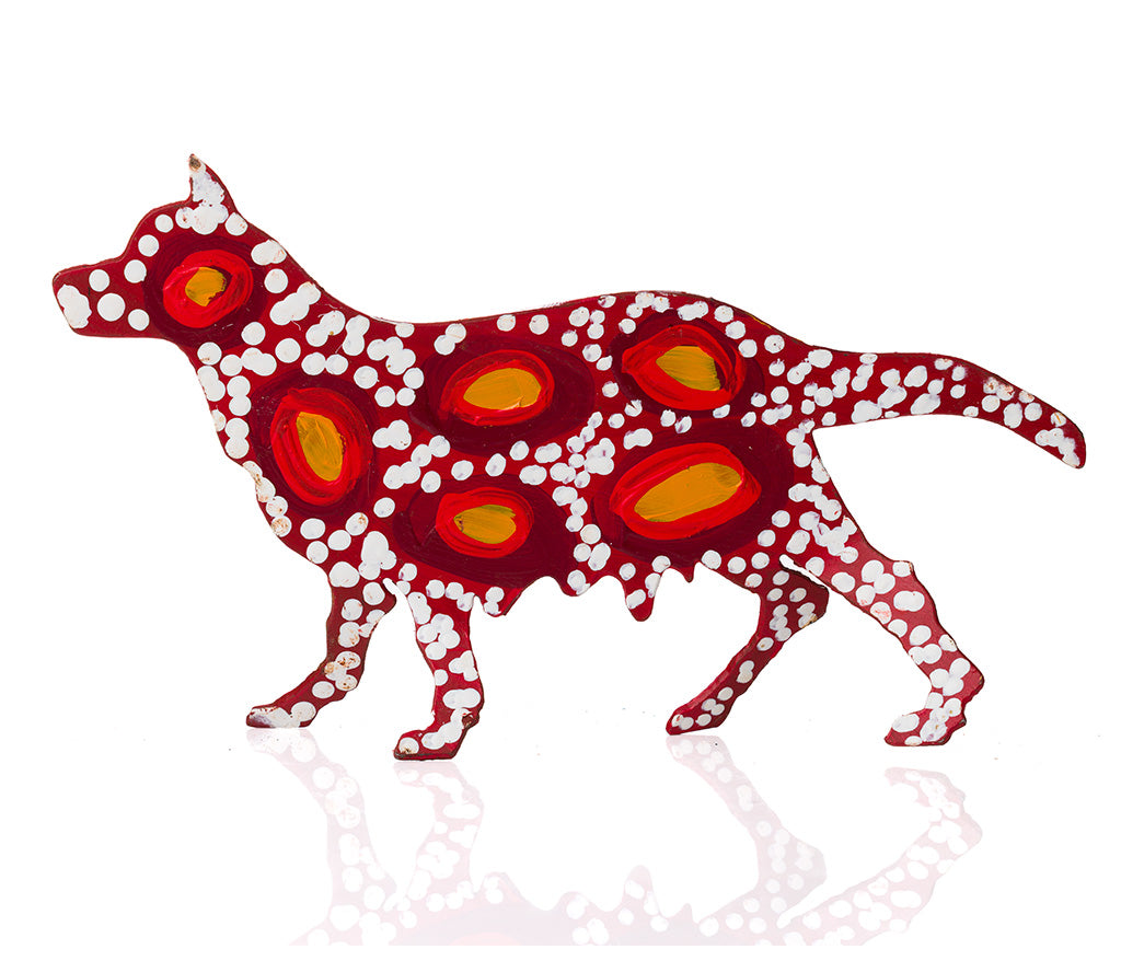 Warlukurlangu Hand-Painted Metal Dog No. 26-37