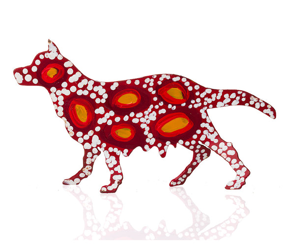 Warlukurlangu Hand-Painted Metal Dog No. 26-37