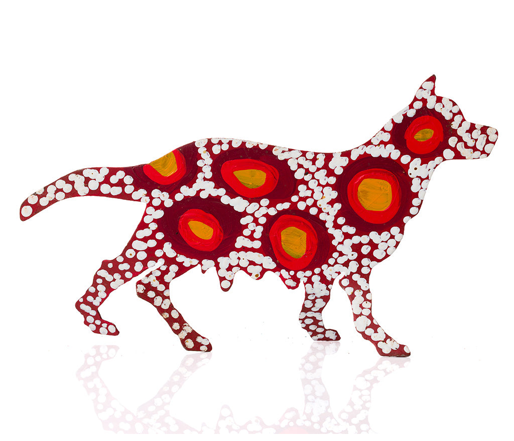 Warlukurlangu Hand-Painted Metal Dog No. 26-37