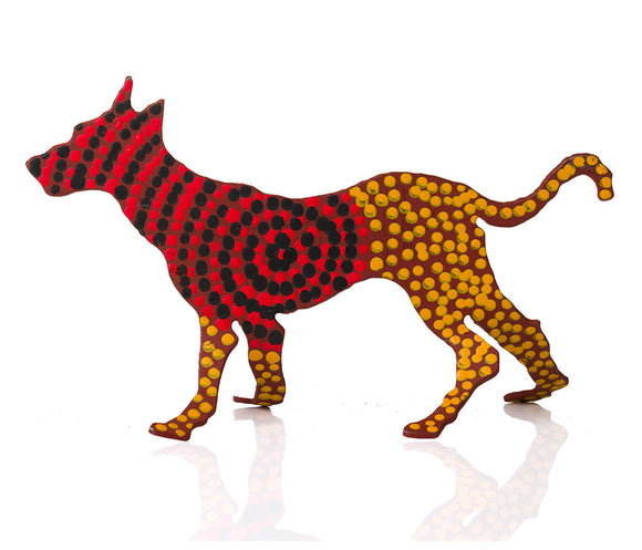 Warlukurlangu Hand-Painted Metal Dog No. 26-28