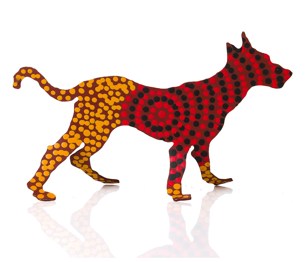 Warlukurlangu Hand-Painted Metal Dog No. 26-28