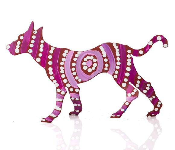 Warlukurlangu Hand-Painted Metal Dog No. 26-05