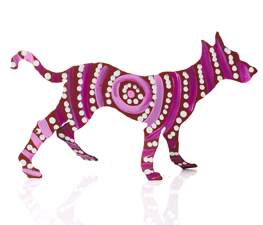 Warlukurlangu Hand-Painted Metal Dog No. 26-05