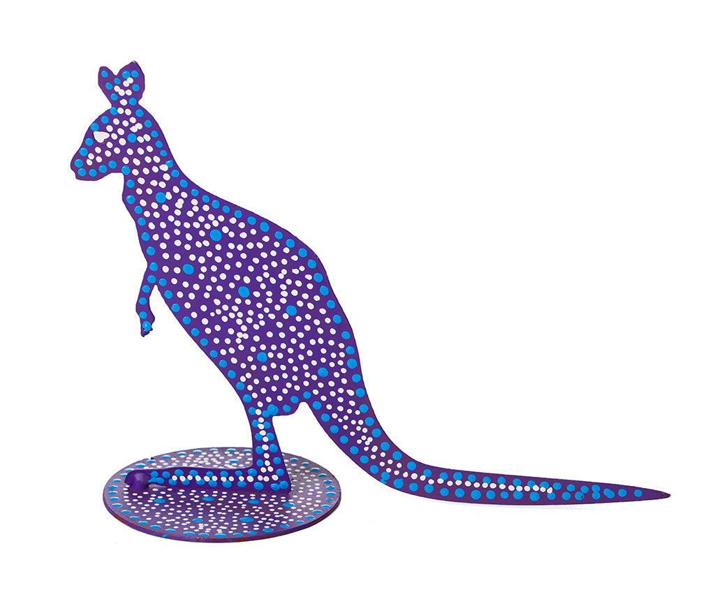 Warlukurlangu Hand-Painted Metal Kangaroo No. K26-01