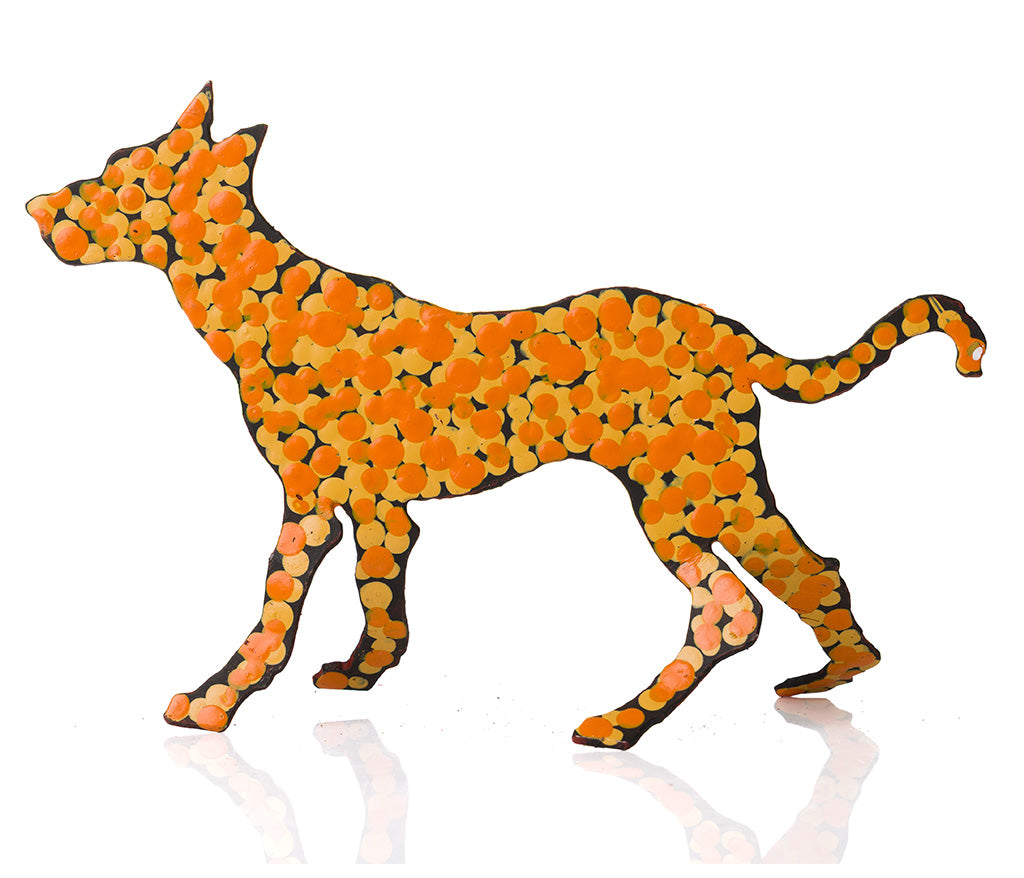 Warlukurlangu Hand-Painted Metal Dog No. 26-25