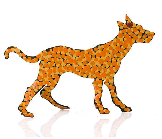Warlukurlangu Hand-Painted Metal Dog No. 26-25