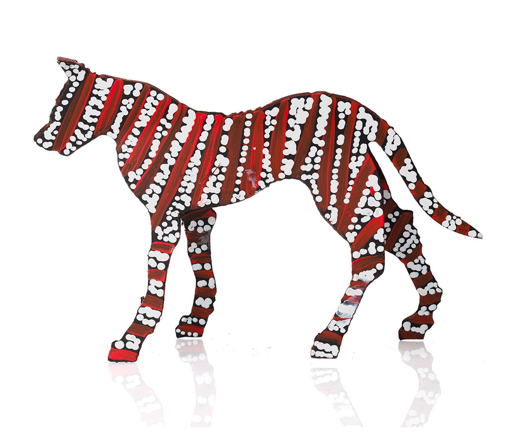 Warlukurlangu Hand-Painted Metal Dog No. 26-45