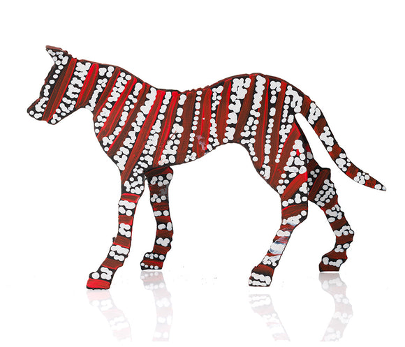 Warlukurlangu Hand-Painted Metal Dog No. 26-45
