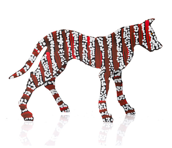 Warlukurlangu Hand-Painted Metal Dog No. 26-45