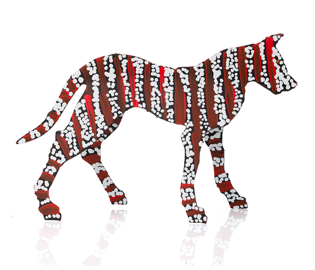 Warlukurlangu Hand-Painted Metal Dog No. 26-45
