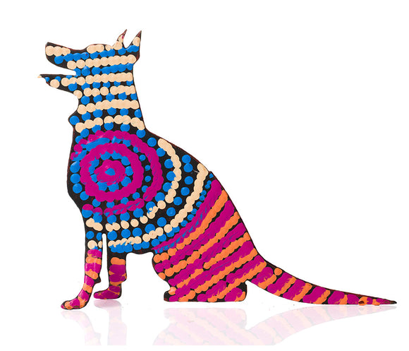 Warlukurlangu Hand-Painted Metal Dog No. 26-34