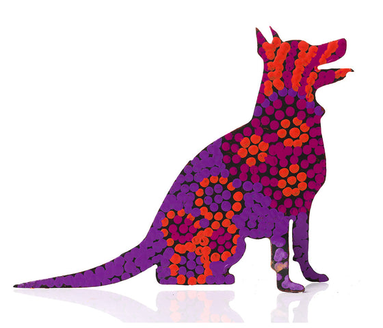 Warlukurlangu Hand-Painted Metal Dog No. 26-34