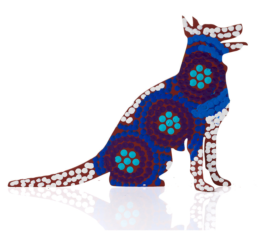Warlukurlangu Hand-Painted Metal Dog No. 26-32
