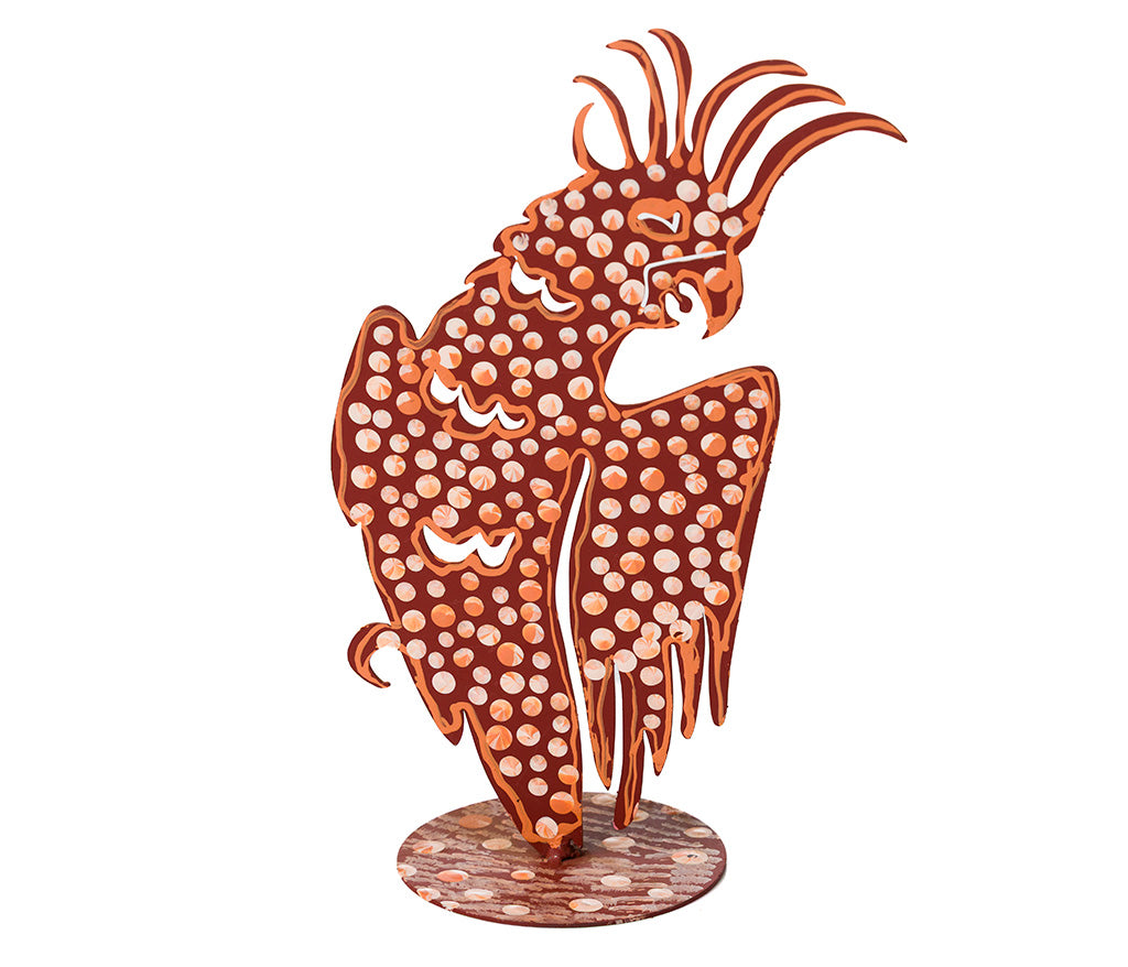 Warlukurlangu Hand-Painted Metal Cockatoo No. C26-01