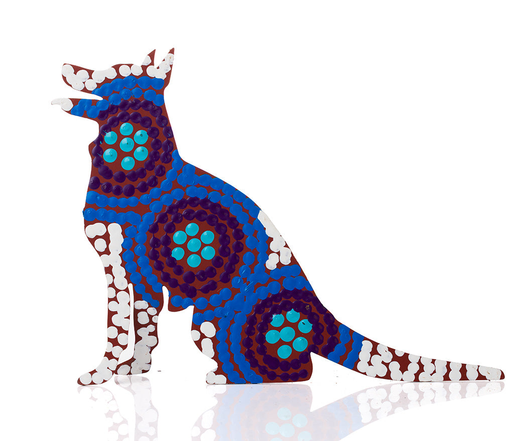 Warlukurlangu Hand-Painted Metal Dog No. 26-32