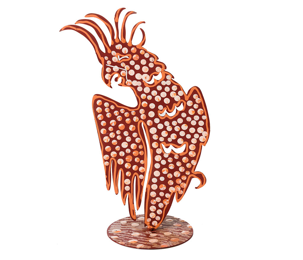 Warlukurlangu Hand-Painted Metal Cockatoo No. C26-01
