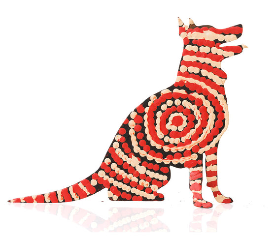 Warlukurlangu Hand-Painted Metal Dog No. 26-04